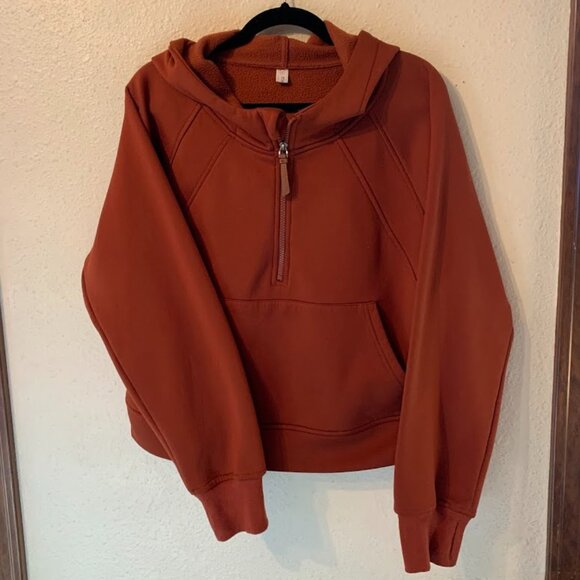 Dark Orange Half-Zip Pullover Hoodie - Womens Size Large - Picture 1 of 6